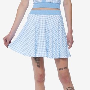 Sweet Society Baby Blue Gingham Sweater‎ Skirt Hot Topic
